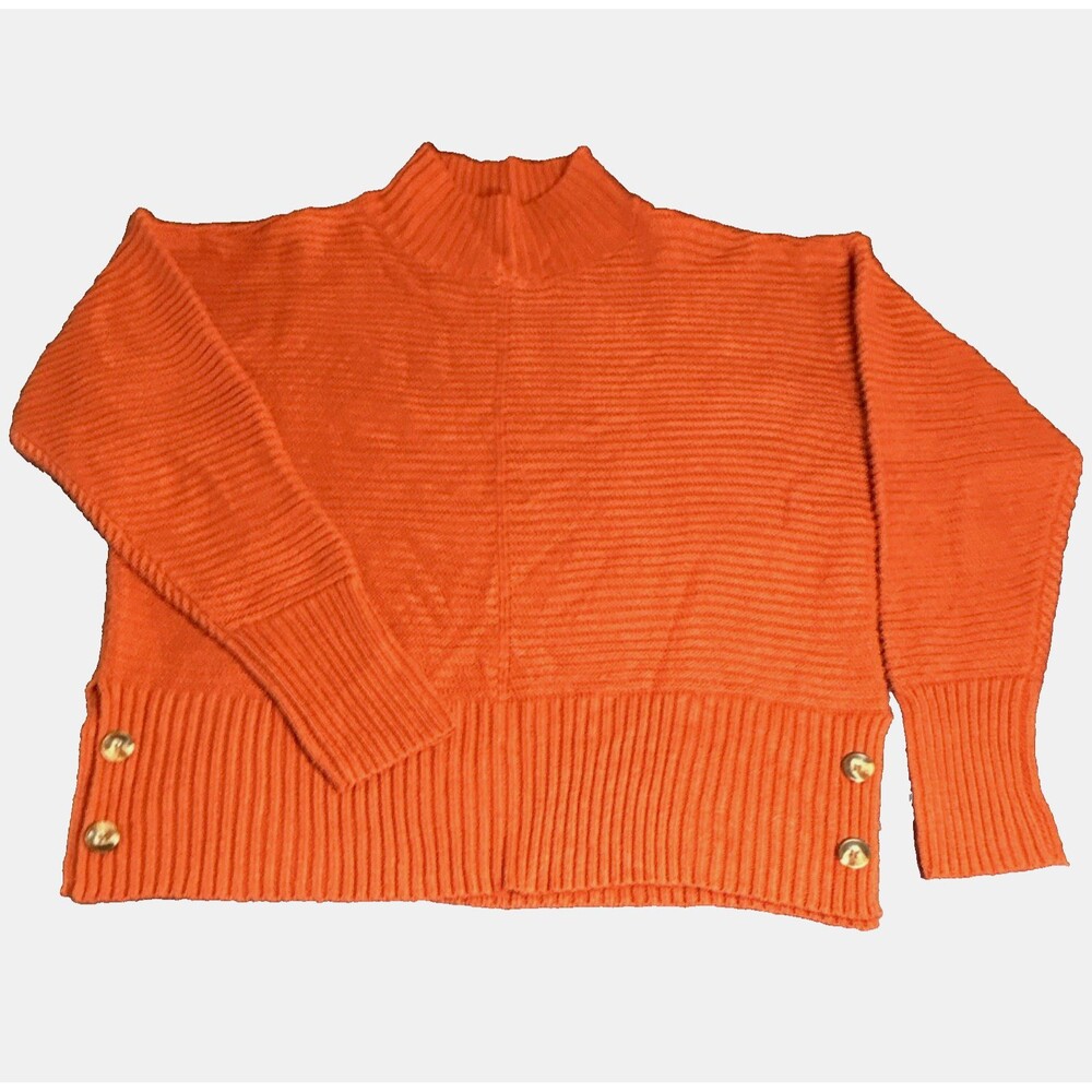 Madison + Hudson Women's XL Mock Neck Rust Orange Side Button Sweater